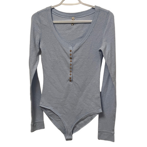 Free People Intimately Light Blue Long Sleeve Bodysuit Size Medium